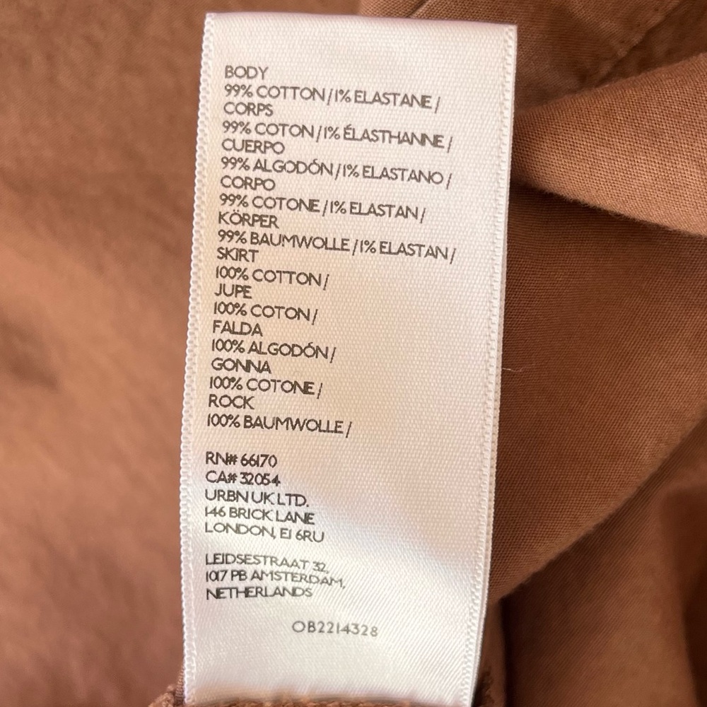Anthropologie Brown Strapless Mini Dress Large Cotton‎ Boho Indie Quiet Luxury - Picture 11 of 11